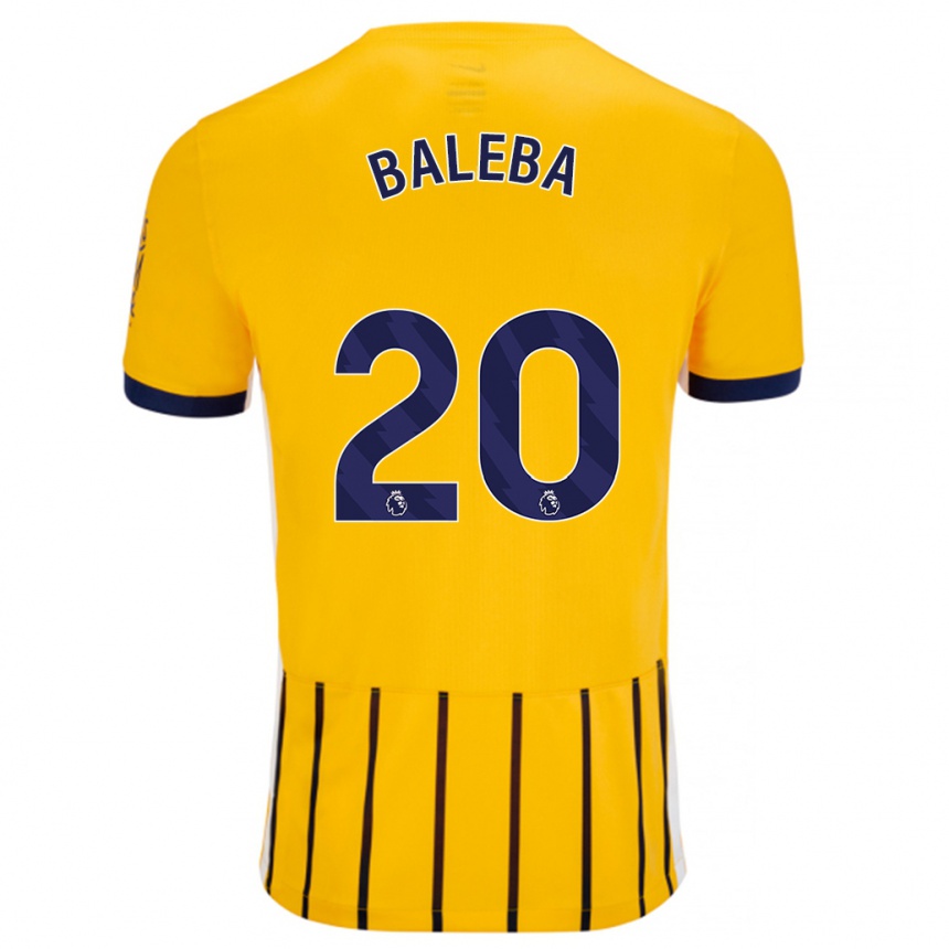 Kids Football Carlos Baleba #20 Gold Blue Pinstripes Away Jersey 2024/25 T-Shirt Uk