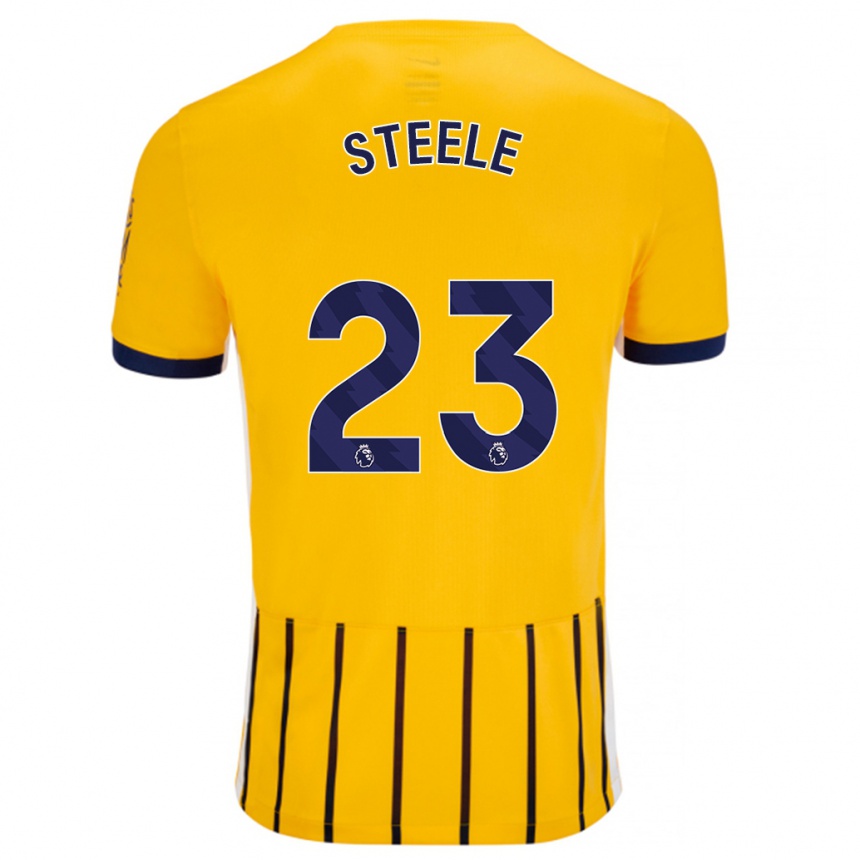 Kids Football Jason Steele #23 Gold Blue Pinstripes Away Jersey 2024/25 T-Shirt Uk