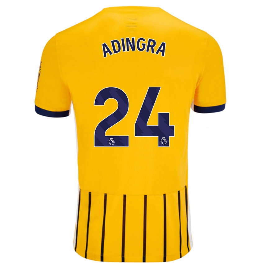 Kids Football Simon Adingra #24 Gold Blue Pinstripes Away Jersey 2024/25 T-Shirt Uk