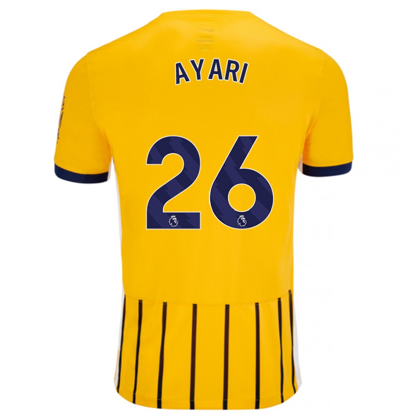 Kids Football Yasin Ayari #26 Gold Blue Pinstripes Away Jersey 2024/25 T-Shirt Uk