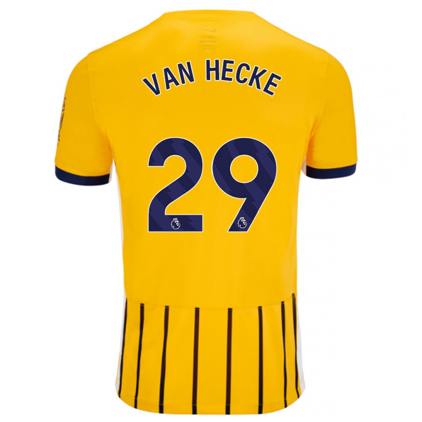 Kids Football Jan Paul Van Hecke #29 Gold Blue Pinstripes Away Jersey 2024/25 T-Shirt Uk