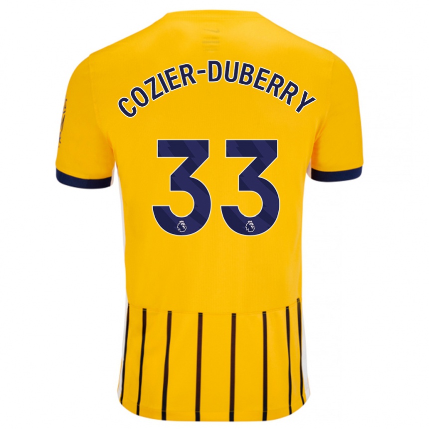 Kids Football Amario Cozier-Duberry #33 Gold Blue Pinstripes Away Jersey 2024/25 T-Shirt Uk