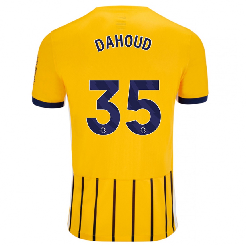 Kids Football Mahmoud Dahoud #35 Gold Blue Pinstripes Away Jersey 2024/25 T-Shirt Uk