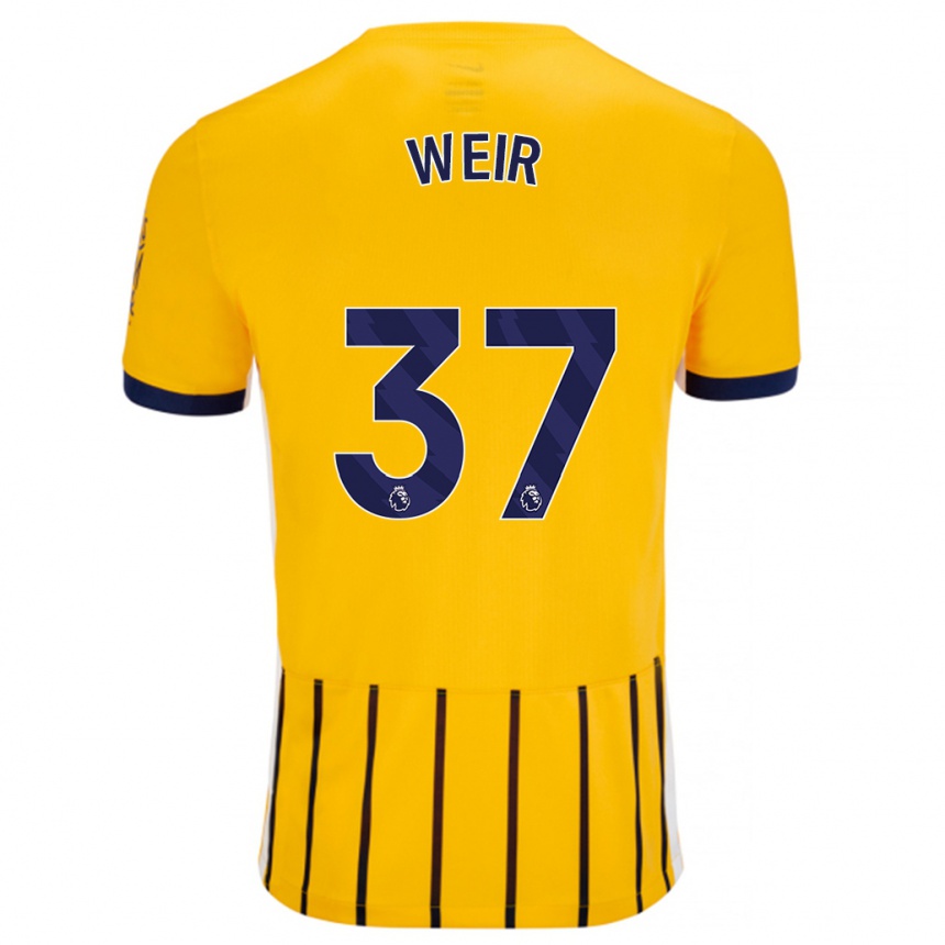 Kids Football Jensen Weir #37 Gold Blue Pinstripes Away Jersey 2024/25 T-Shirt Uk