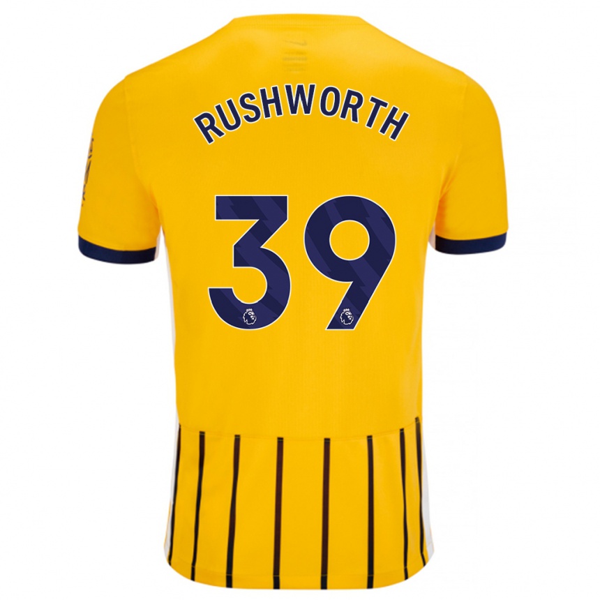 Kids Football Carl Rushworth #39 Gold Blue Pinstripes Away Jersey 2024/25 T-Shirt Uk