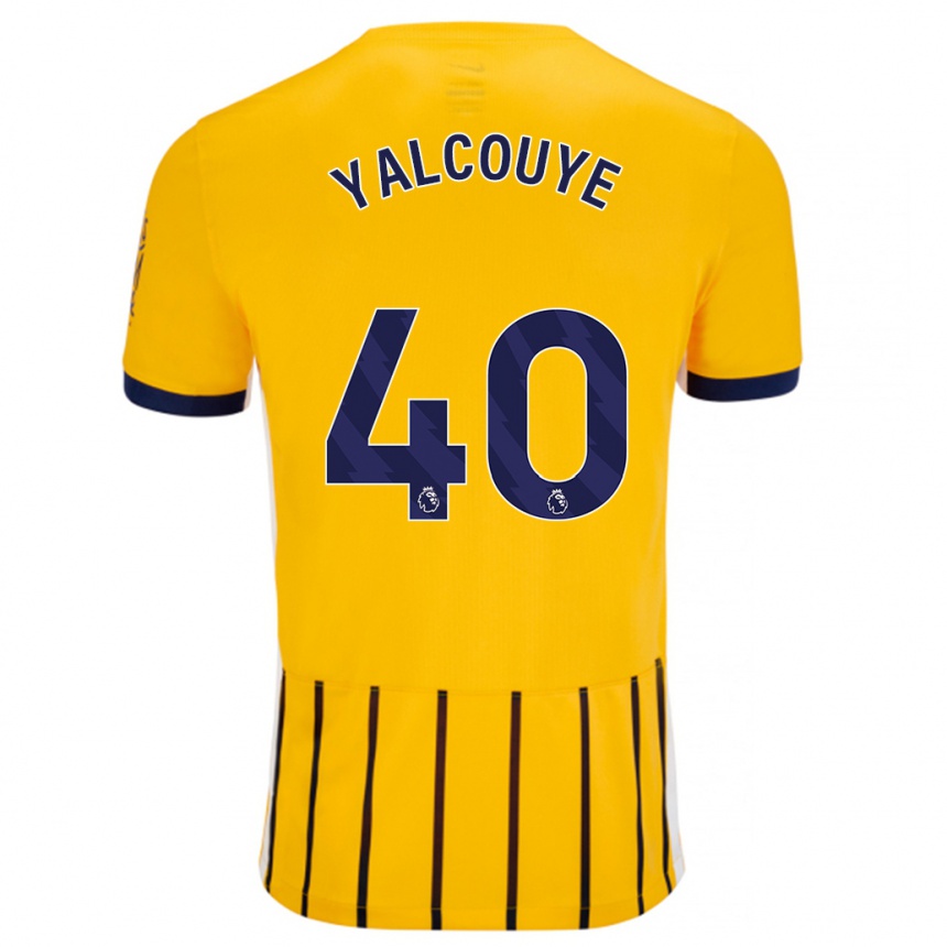 Kids Football Malick Junior Yalcouyé #40 Gold Blue Pinstripes Away Jersey 2024/25 T-Shirt Uk