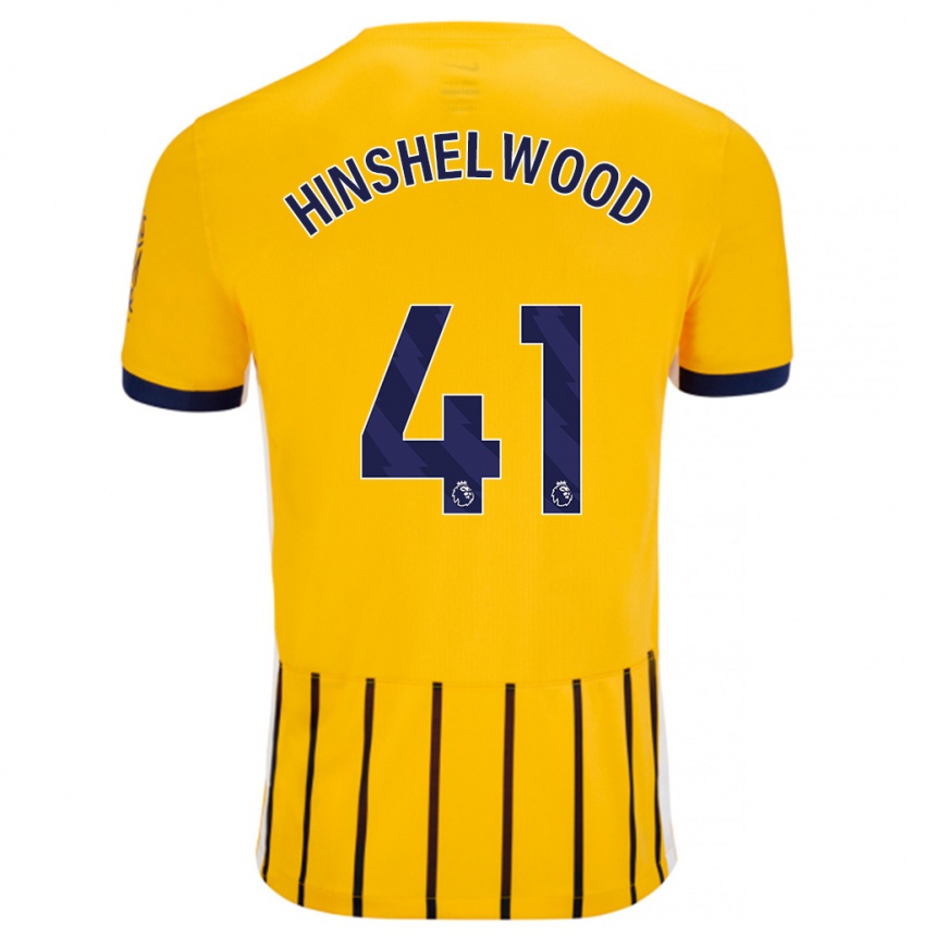 Kids Football Jack Hinshelwood #41 Gold Blue Pinstripes Away Jersey 2024/25 T-Shirt Uk