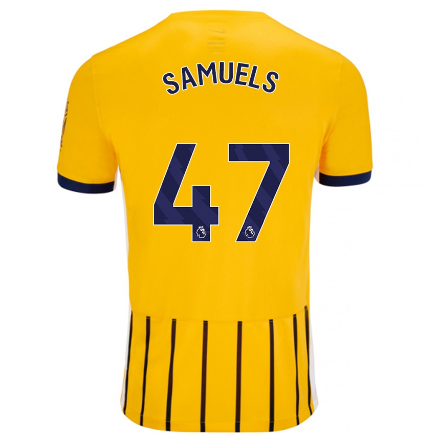 Kids Football Imari Samuels #47 Gold Blue Pinstripes Away Jersey 2024/25 T-Shirt Uk