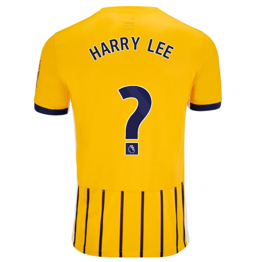 Kids Football Harry Lee #0 Gold Blue Pinstripes Away Jersey 2024/25 T-Shirt Uk