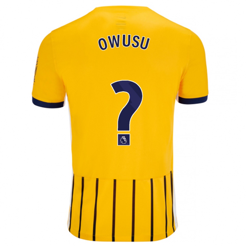 Kids Football Yussif Owusu #0 Gold Blue Pinstripes Away Jersey 2024/25 T-Shirt Uk