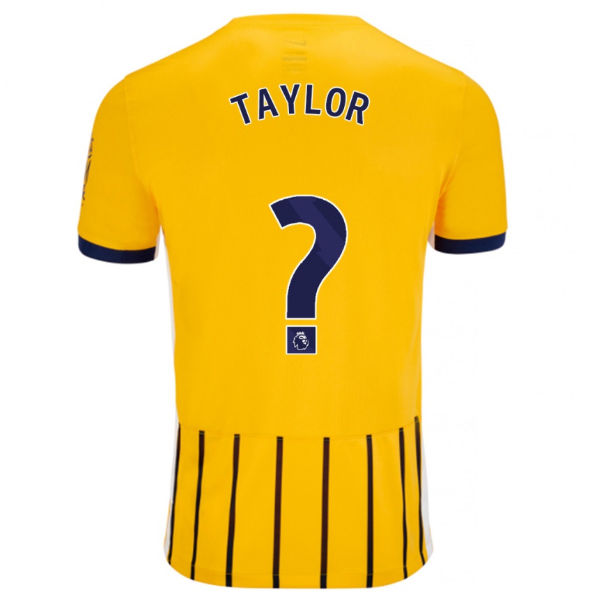 Kids Football Finley Taylor #0 Gold Blue Pinstripes Away Jersey 2024/25 T-Shirt Uk