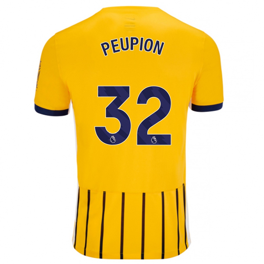 Kids Football Cameron Peupion #32 Gold Blue Pinstripes Away Jersey 2024/25 T-Shirt Uk