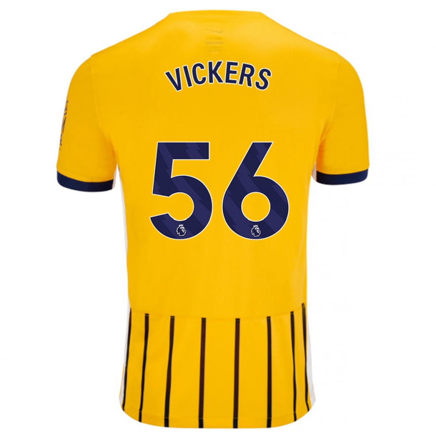 Kids Football Caylan Vickers #56 Gold Blue Pinstripes Away Jersey 2024/25 T-Shirt Uk