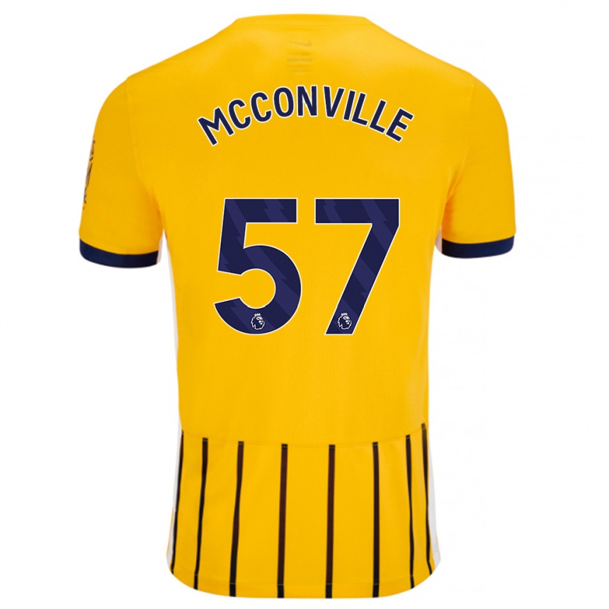 Kids Football Ruairi Mcconville #57 Gold Blue Pinstripes Away Jersey 2024/25 T-Shirt Uk