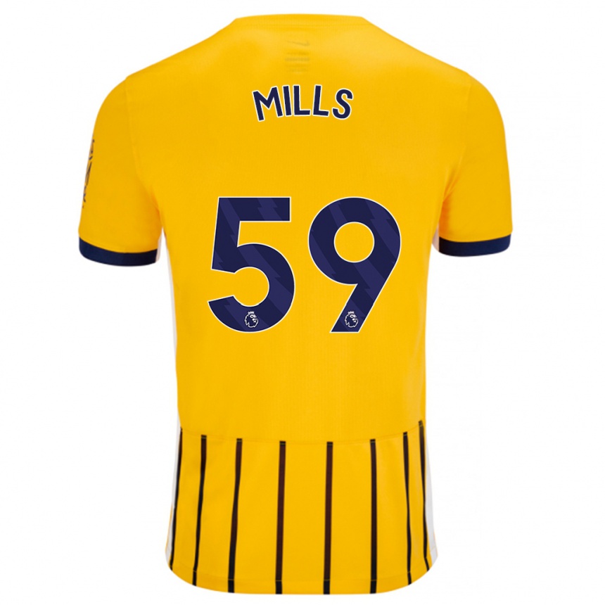 Kids Football Harry Mills #59 Gold Blue Pinstripes Away Jersey 2024/25 T-Shirt Uk