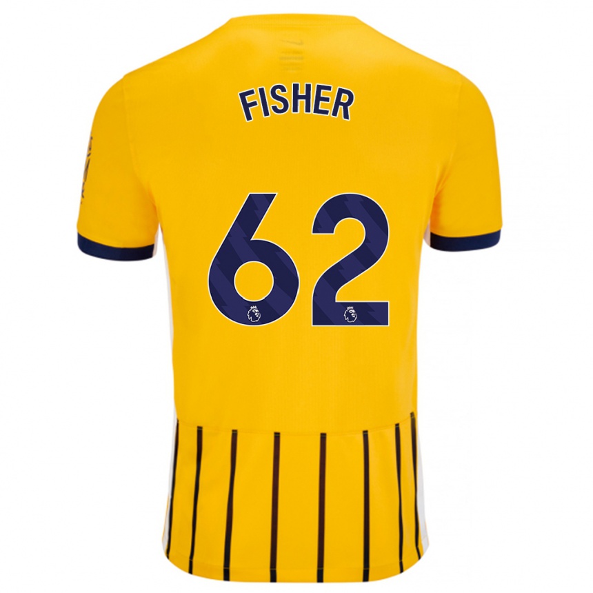 Kids Football Hugo Fisher #62 Gold Blue Pinstripes Away Jersey 2024/25 T-Shirt Uk