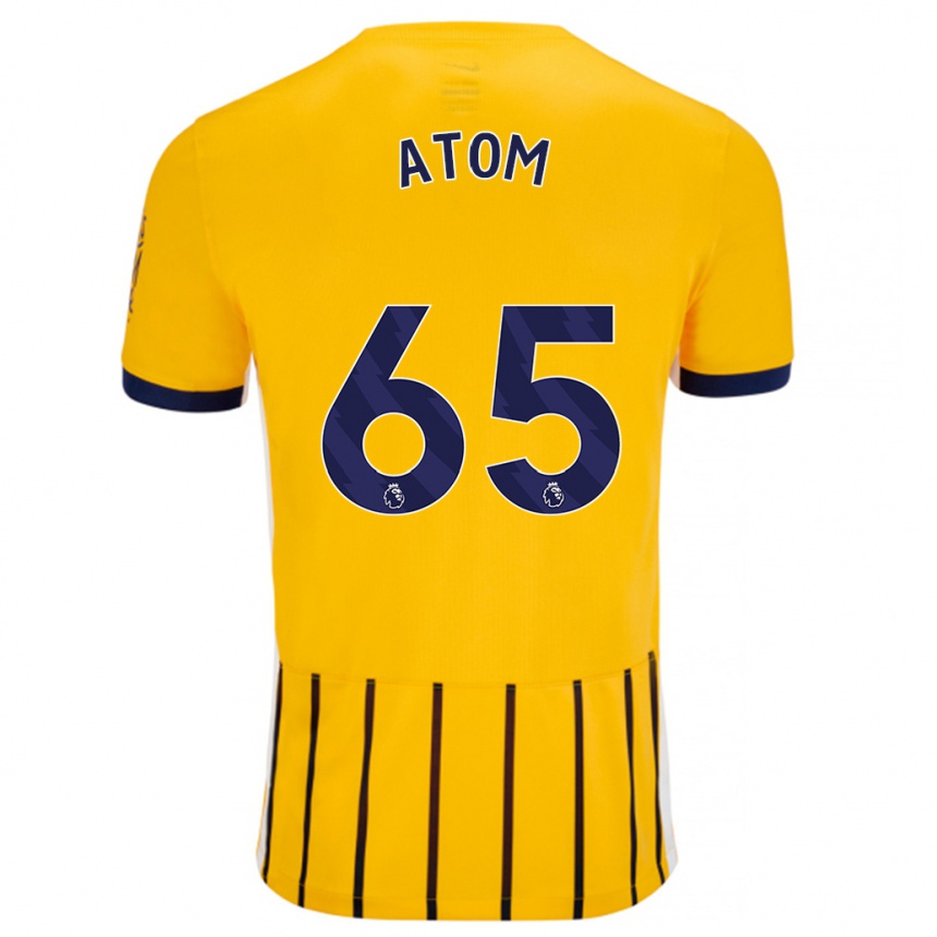 Kids Football Noel Atom #65 Gold Blue Pinstripes Away Jersey 2024/25 T-Shirt Uk