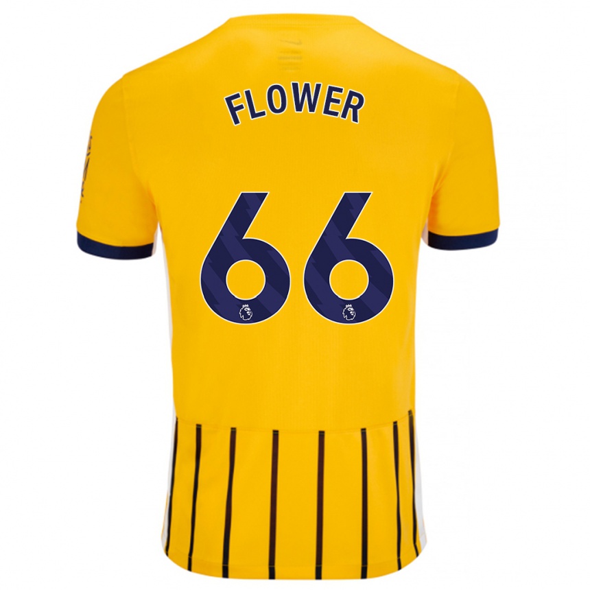 Kids Football Louis Flower #66 Gold Blue Pinstripes Away Jersey 2024/25 T-Shirt Uk