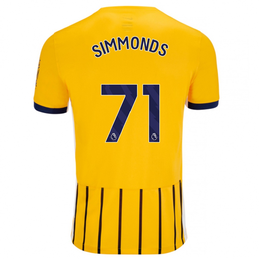 Kids Football Freddie Simmonds #71 Gold Blue Pinstripes Away Jersey 2024/25 T-Shirt Uk