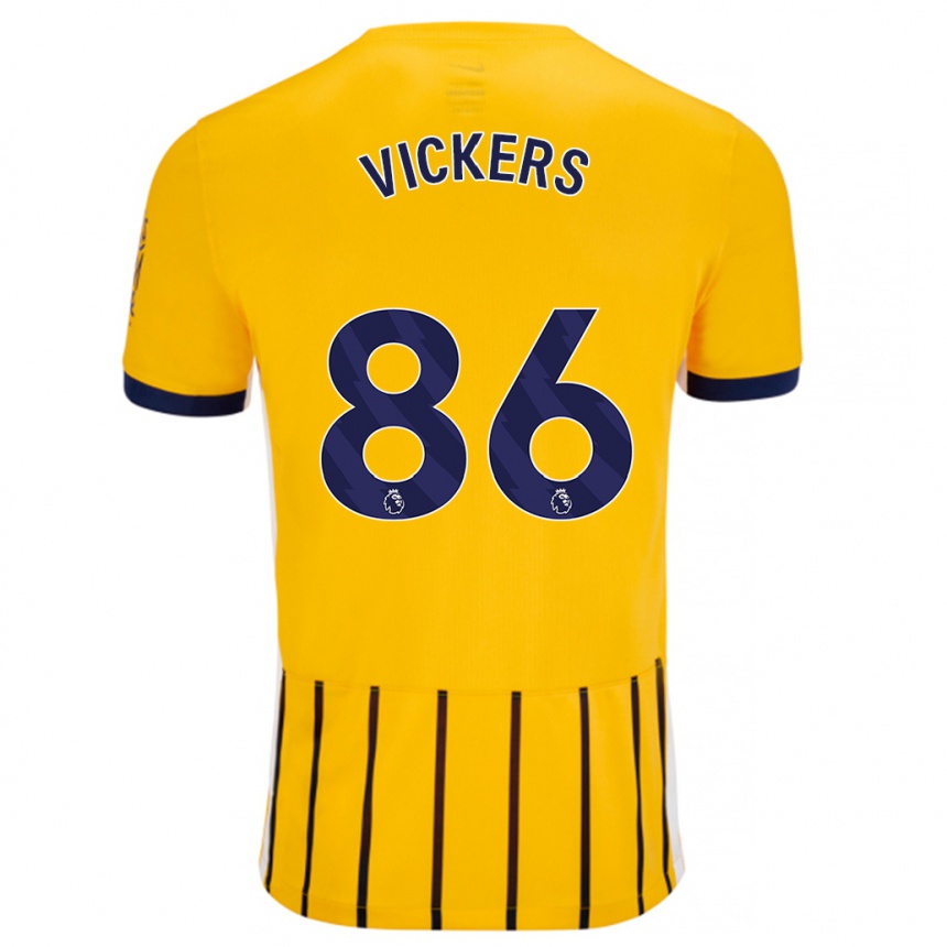 Kids Football Jacob Vickers #86 Gold Blue Pinstripes Away Jersey 2024/25 T-Shirt Uk