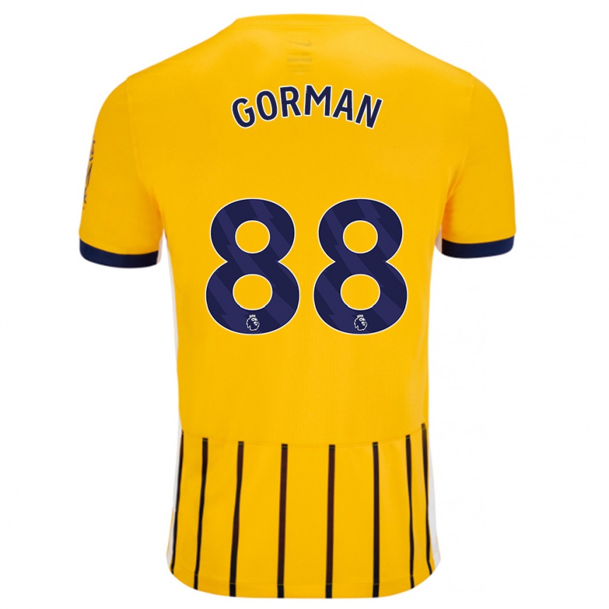 Kids Football Ronnie Gorman #88 Gold Blue Pinstripes Away Jersey 2024/25 T-Shirt Uk