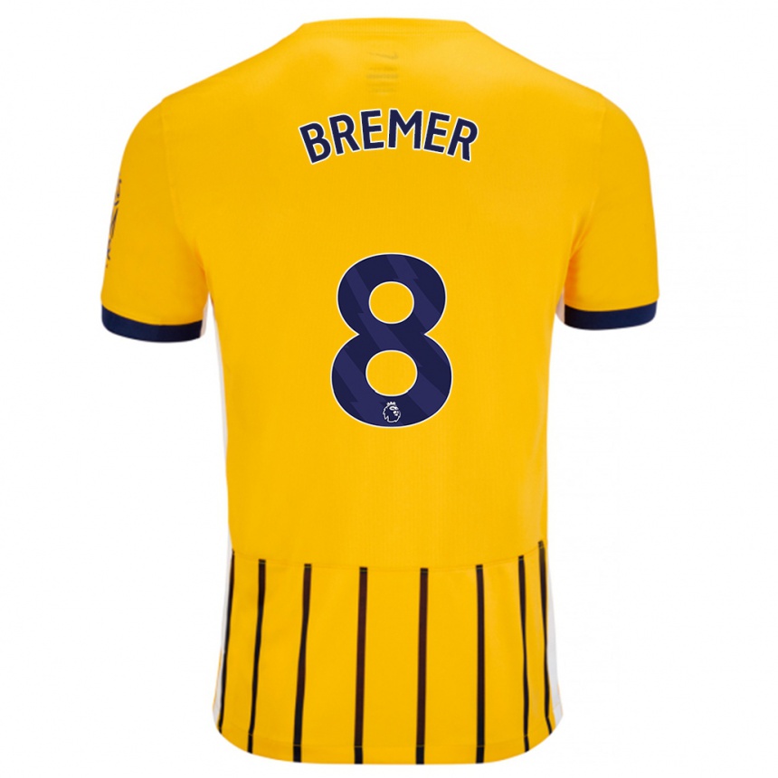 Kids Football Pauline Bremer #8 Gold Blue Pinstripes Away Jersey 2024/25 T-Shirt Uk