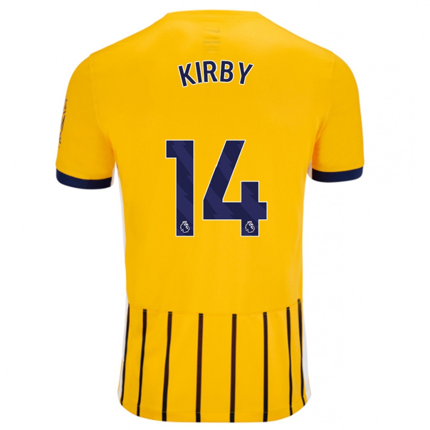 Kids Football Fran Kirby #14 Gold Blue Pinstripes Away Jersey 2024/25 T-Shirt Uk