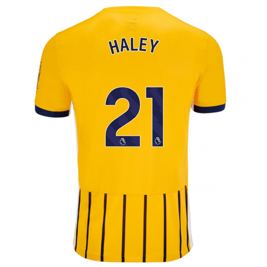 Kids Football Madison Haley #21 Gold Blue Pinstripes Away Jersey 2024/25 T-Shirt Uk