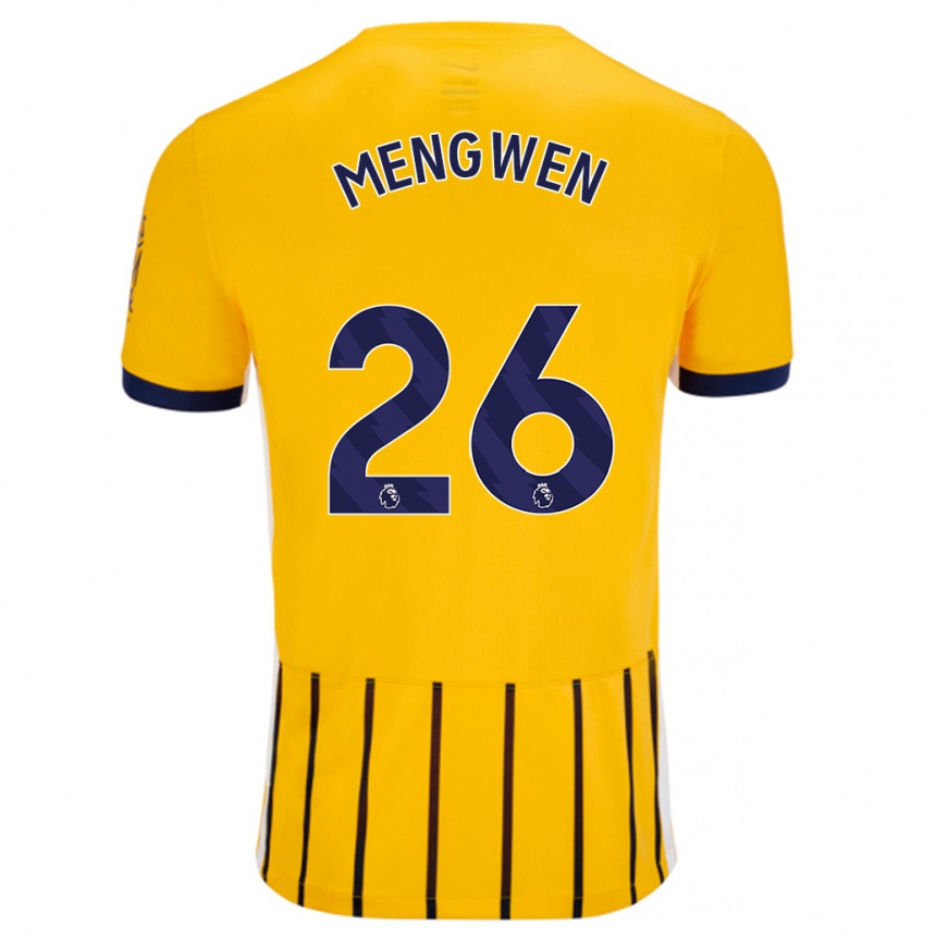 Kids Football Li Mengwen #26 Gold Blue Pinstripes Away Jersey 2024/25 T-Shirt Uk