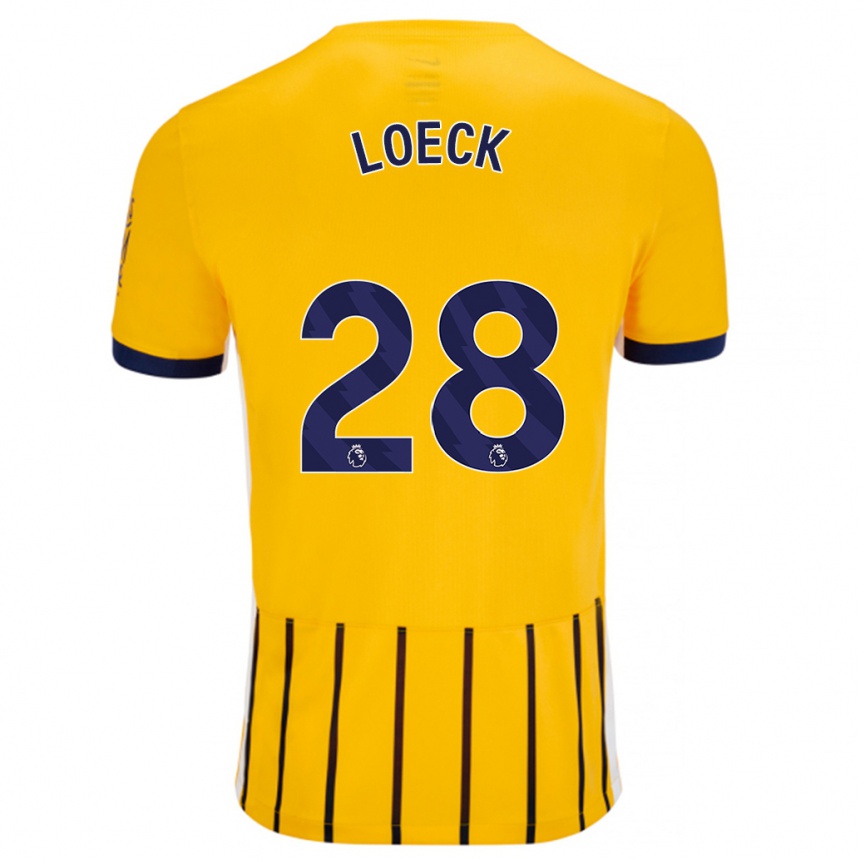 Kids Football Melina Loeck #28 Gold Blue Pinstripes Away Jersey 2024/25 T-Shirt Uk