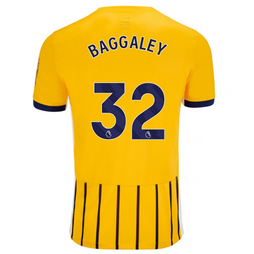 Kids Football Sophie Baggaley #32 Gold Blue Pinstripes Away Jersey 2024/25 T-Shirt Uk