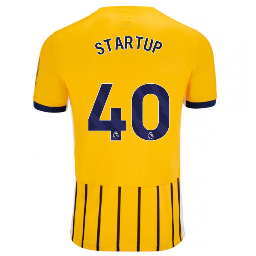 Kids Football Katie Startup #40 Gold Blue Pinstripes Away Jersey 2024/25 T-Shirt Uk