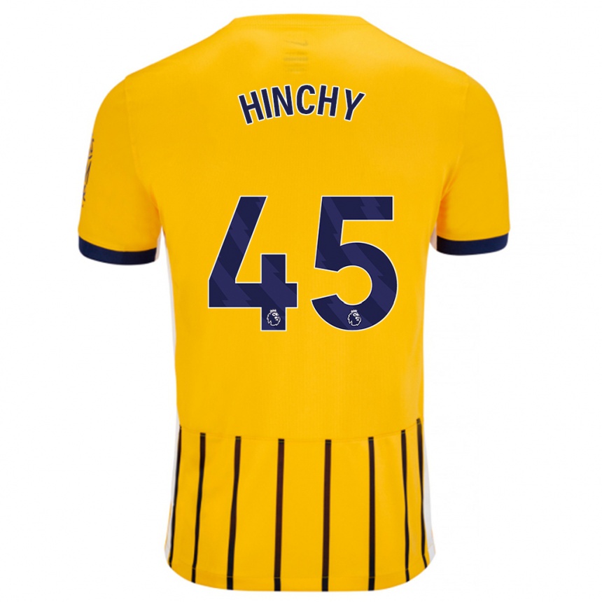 Kids Football Jack Hinchy #45 Gold Blue Pinstripes Away Jersey 2024/25 T-Shirt Uk