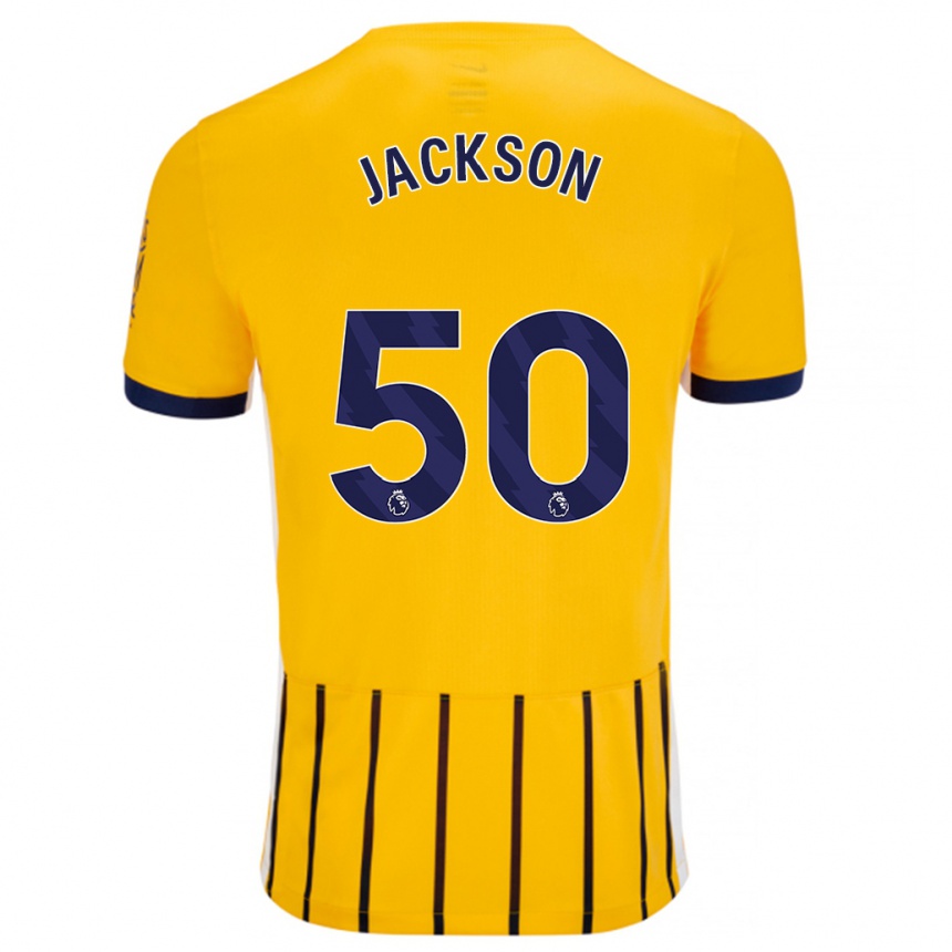 Kids Football Ben Jackson #50 Gold Blue Pinstripes Away Jersey 2024/25 T-Shirt Uk