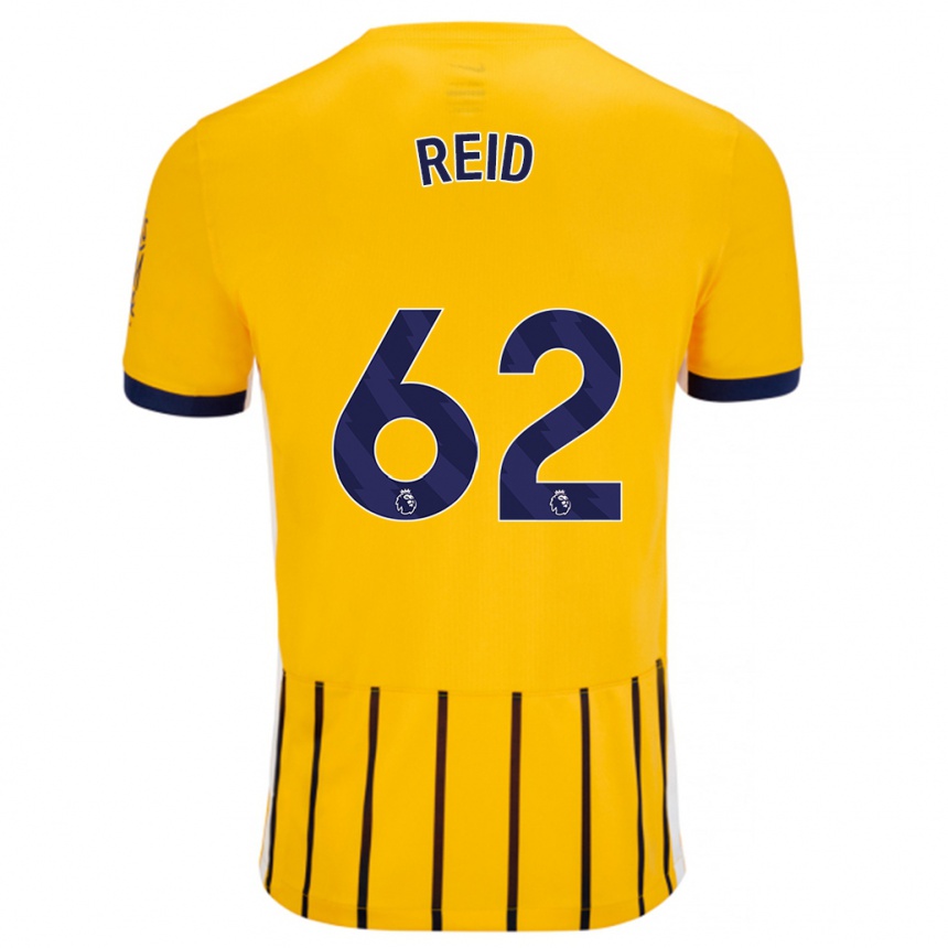 Kids Football Tommy Reid #62 Gold Blue Pinstripes Away Jersey 2024/25 T-Shirt Uk