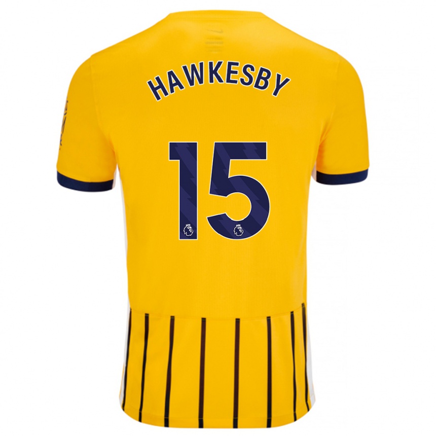 Kids Football Mackenzie Hawkesby #15 Gold Blue Pinstripes Away Jersey 2024/25 T-Shirt Uk