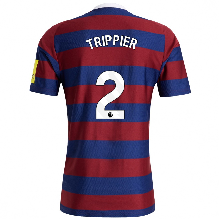 Kids Football Kieran Trippier #2 Burgundy Navy Blue Away Jersey 2024/25 T-Shirt Uk