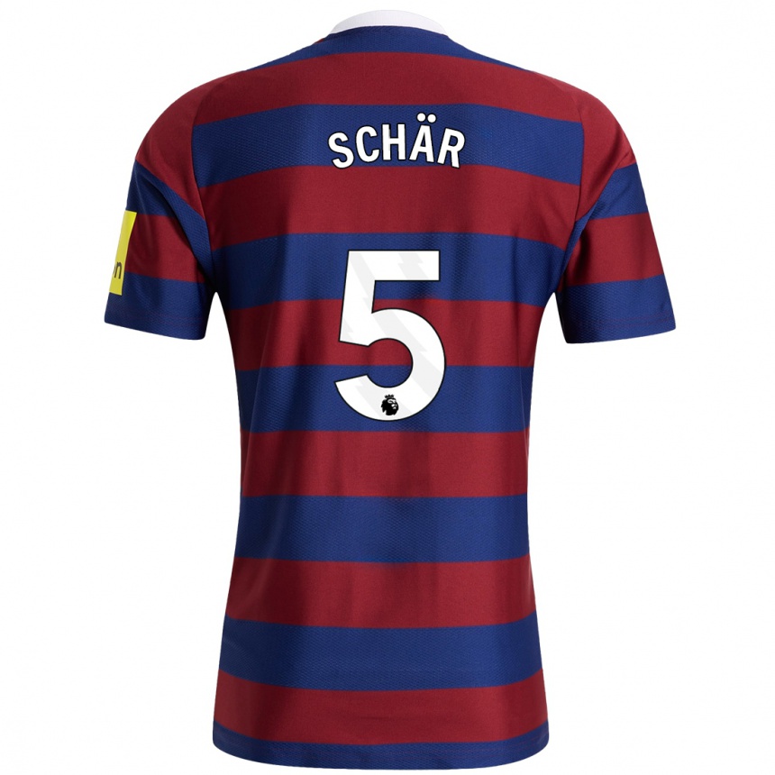 Kids Football Fabian Schär #5 Burgundy Navy Blue Away Jersey 2024/25 T-Shirt Uk