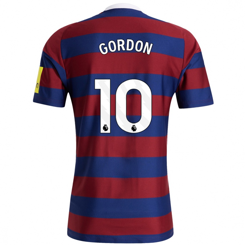 Kids Football Anthony Gordon #10 Burgundy Navy Blue Away Jersey 2024/25 T-Shirt Uk