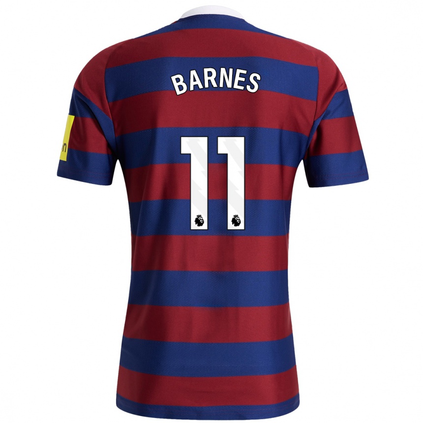 Kids Football Harvey Barnes #11 Burgundy Navy Blue Away Jersey 2024/25 T-Shirt Uk