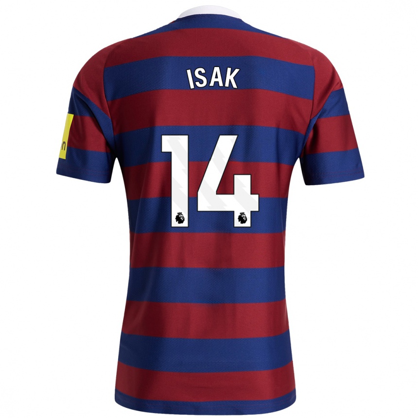 Kids Football Alexander Isak #14 Burgundy Navy Blue Away Jersey 2024/25 T-Shirt Uk