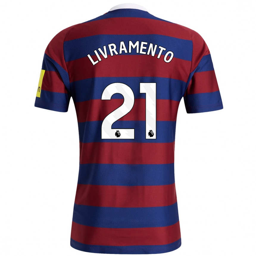 Kids Football Tino Livramento #21 Burgundy Navy Blue Away Jersey 2024/25 T-Shirt Uk