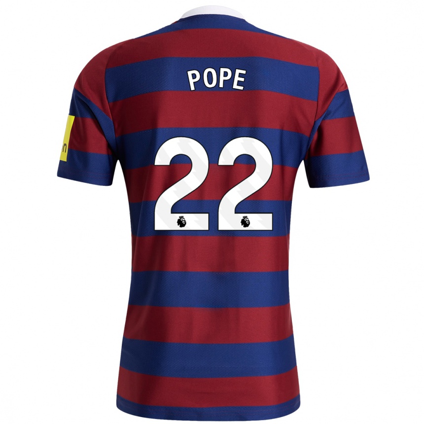 Kids Football Nick Pope #22 Burgundy Navy Blue Away Jersey 2024/25 T-Shirt Uk