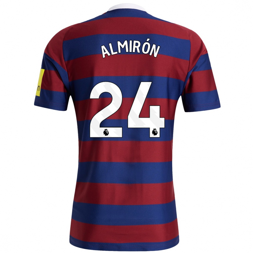 Kids Football Miguel Almirón #24 Burgundy Navy Blue Away Jersey 2024/25 T-Shirt Uk