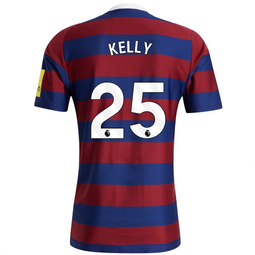 Kids Football Lloyd Kelly #25 Burgundy Navy Blue Away Jersey 2024/25 T-Shirt Uk