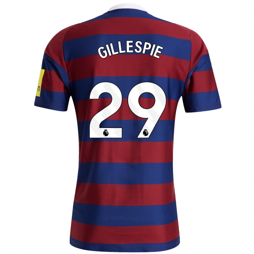 Kids Football Mark Gillespie #29 Burgundy Navy Blue Away Jersey 2024/25 T-Shirt Uk