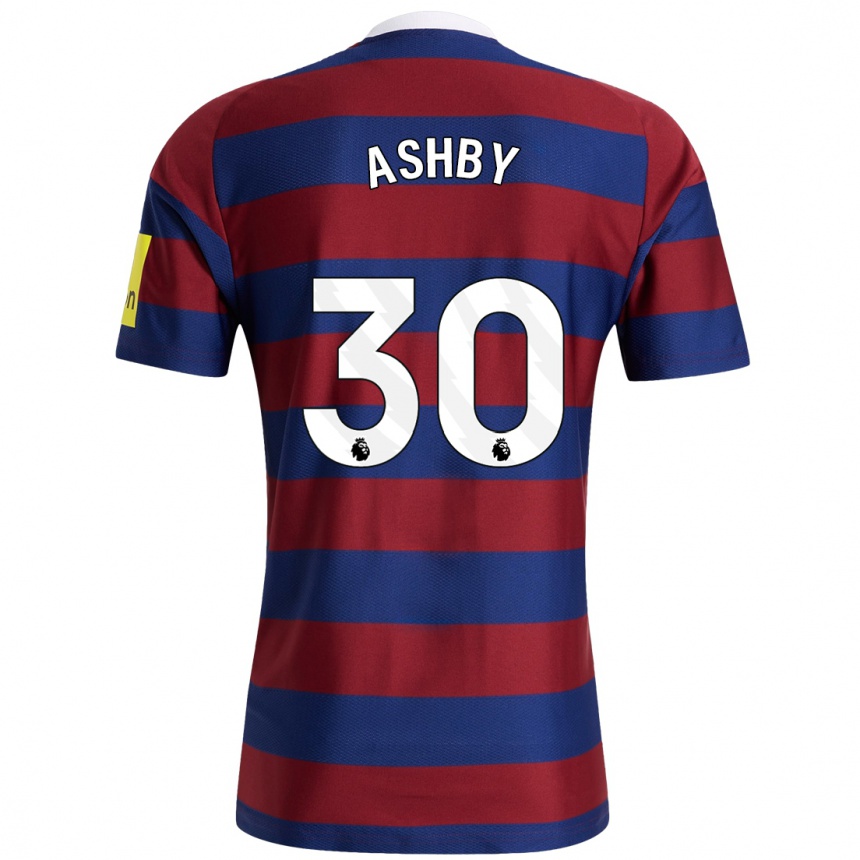 Kids Football Harrison Ashby #30 Burgundy Navy Blue Away Jersey 2024/25 T-Shirt Uk