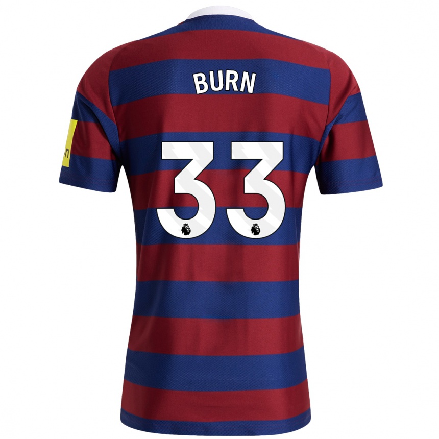 Kids Football Dan Burn #33 Burgundy Navy Blue Away Jersey 2024/25 T-Shirt Uk