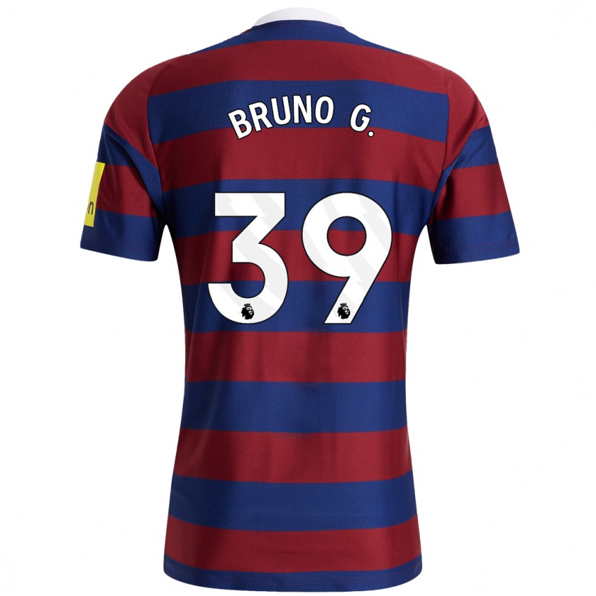 Kids Football Bruno Guimarães #39 Burgundy Navy Blue Away Jersey 2024/25 T-Shirt Uk