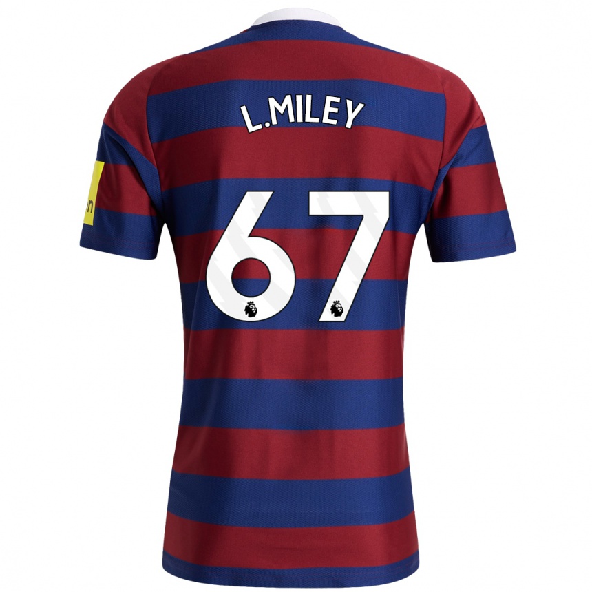 Kids Football Lewis Miley #67 Burgundy Navy Blue Away Jersey 2024/25 T-Shirt Uk